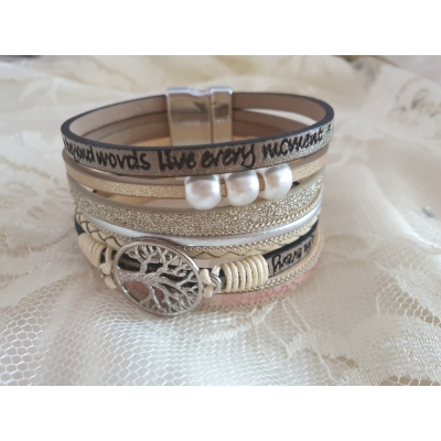 Leren armband met levensboom 