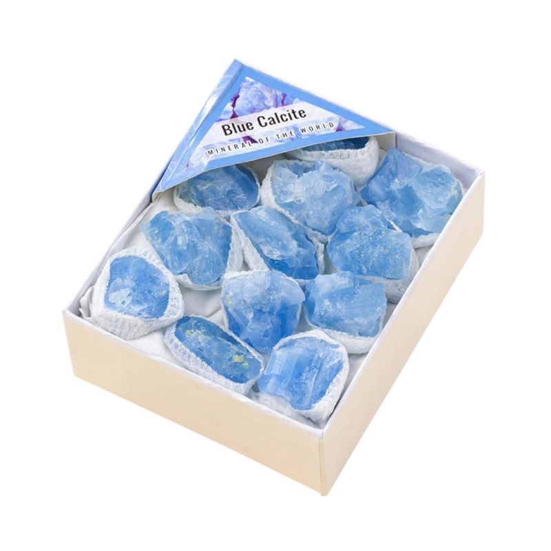 Ruwe stukjes blauw calciet