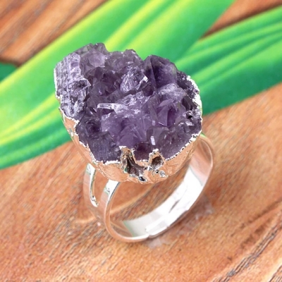 Amethist druzy ring